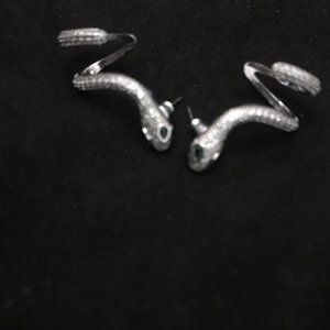 swarovski crystal 925 silver snake ear cuffs